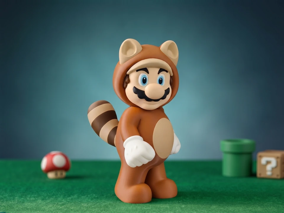 Peça de Mario Tanooki em impressão 3D